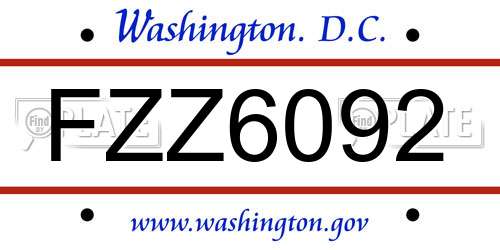 FZZ6092 District Of Columbia License Plate