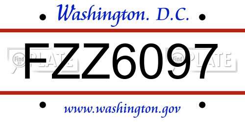 FZZ6097 District Of Columbia License Plate