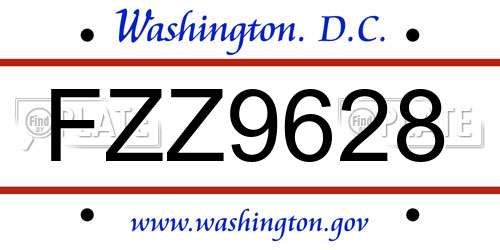 FZZ9628 District Of Columbia License Plate