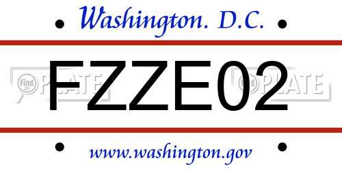 FZZE02 District Of Columbia License Plate