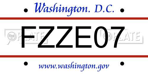 FZZE07 District Of Columbia License Plate
