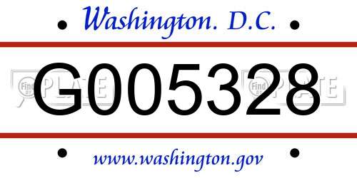G005328 District Of Columbia License Plate