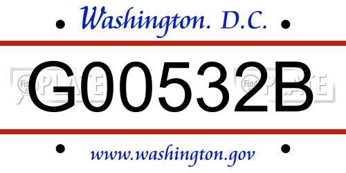G00532B District Of Columbia License Plate