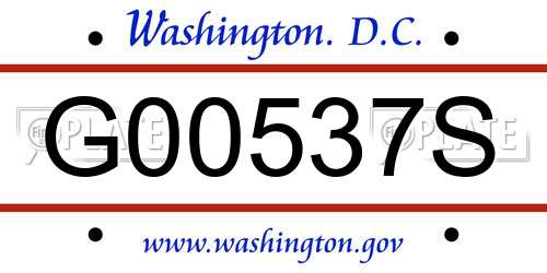 G00537S District Of Columbia License Plate