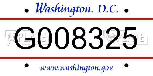 G008325 District Of Columbia License Plate