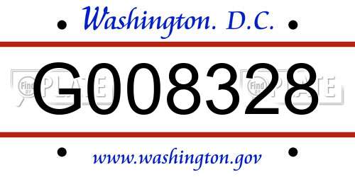 G008328 District Of Columbia License Plate