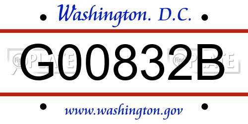 G00832B District Of Columbia License Plate