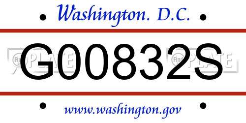 G00832S District Of Columbia License Plate