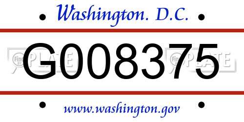 G008375 District Of Columbia License Plate