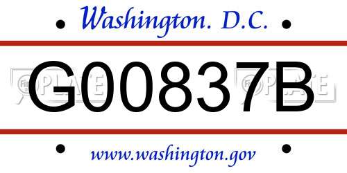 G00837B District Of Columbia License Plate