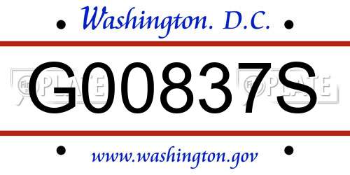 G00837S District Of Columbia License Plate
