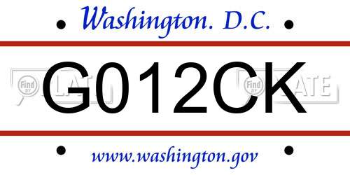G012CK District Of Columbia License Plate