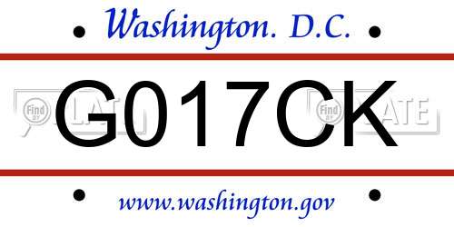 G017CK District Of Columbia License Plate
