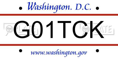 G01TCK District Of Columbia License Plate