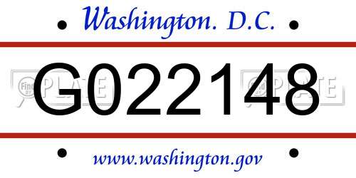 G022148 District Of Columbia License Plate