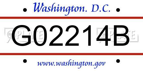 G02214B District Of Columbia License Plate