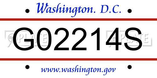 G02214S District Of Columbia License Plate
