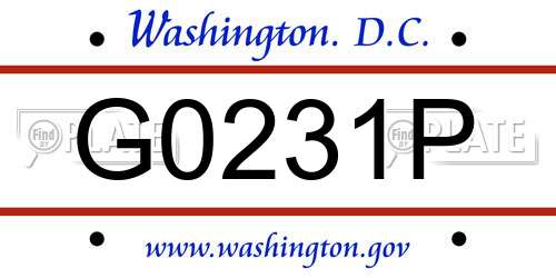 G0231P District Of Columbia License Plate