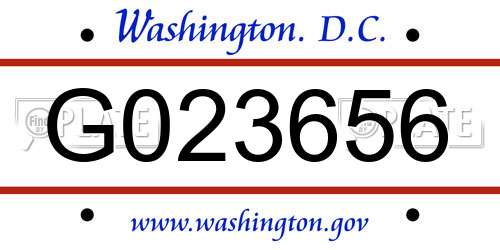 G023656 District Of Columbia License Plate