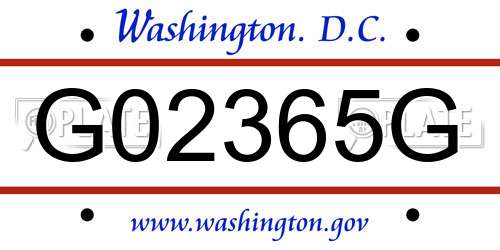 G02365G District Of Columbia License Plate