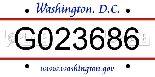 G023686 District Of Columbia License Plate