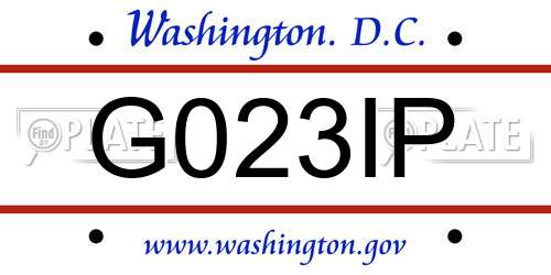 G023IP District Of Columbia License Plate