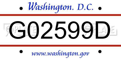 G02599D District Of Columbia License Plate
