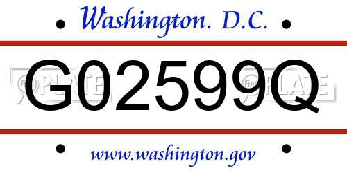 G02599Q District Of Columbia License Plate