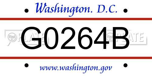 G0264B District Of Columbia License Plate