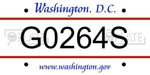 G0264S District Of Columbia License Plate