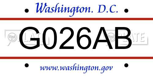 G026AB District Of Columbia License Plate