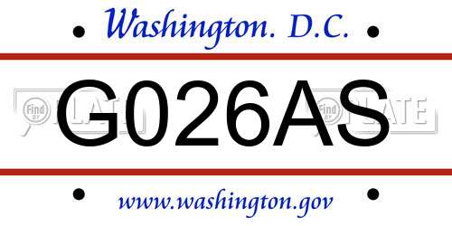 G026AS District Of Columbia License Plate