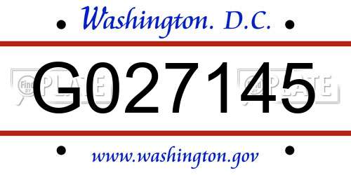 G027145 District Of Columbia License Plate