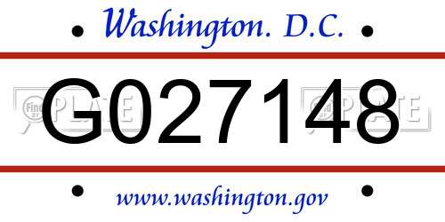 G027148 District Of Columbia License Plate