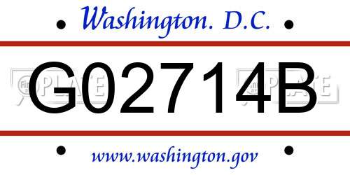 G02714B District Of Columbia License Plate