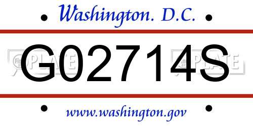 G02714S District Of Columbia License Plate