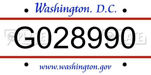 G028990 District Of Columbia License Plate