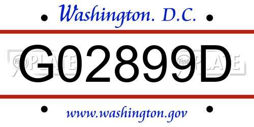 G02899D District Of Columbia License Plate