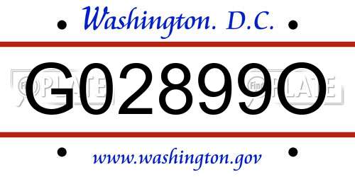 G02899O District Of Columbia License Plate