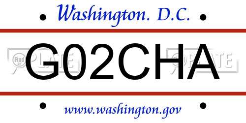 G02CHA District Of Columbia License Plate