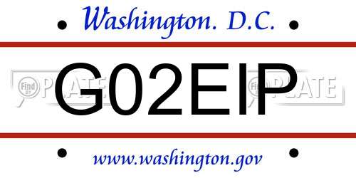 G02EIP District Of Columbia License Plate