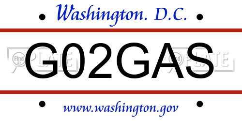 G02GAS District Of Columbia License Plate