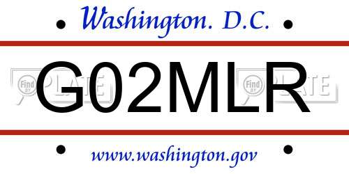 G02MLR District Of Columbia License Plate