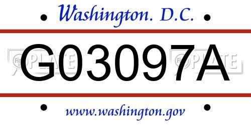 G03097A District Of Columbia License Plate