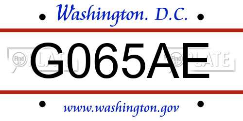 G065AE District Of Columbia License Plate
