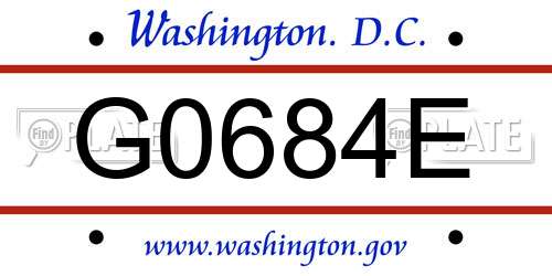G0684E District Of Columbia License Plate
