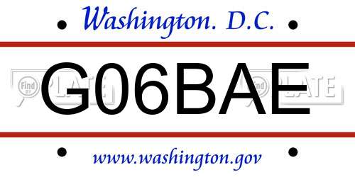 G06BAE District Of Columbia License Plate