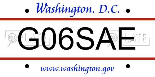 G06SAE District Of Columbia License Plate