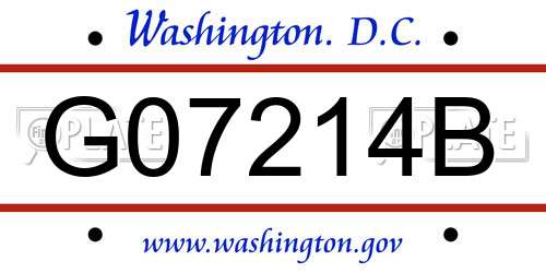 G07214B District Of Columbia License Plate