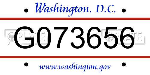 G073656 District Of Columbia License Plate